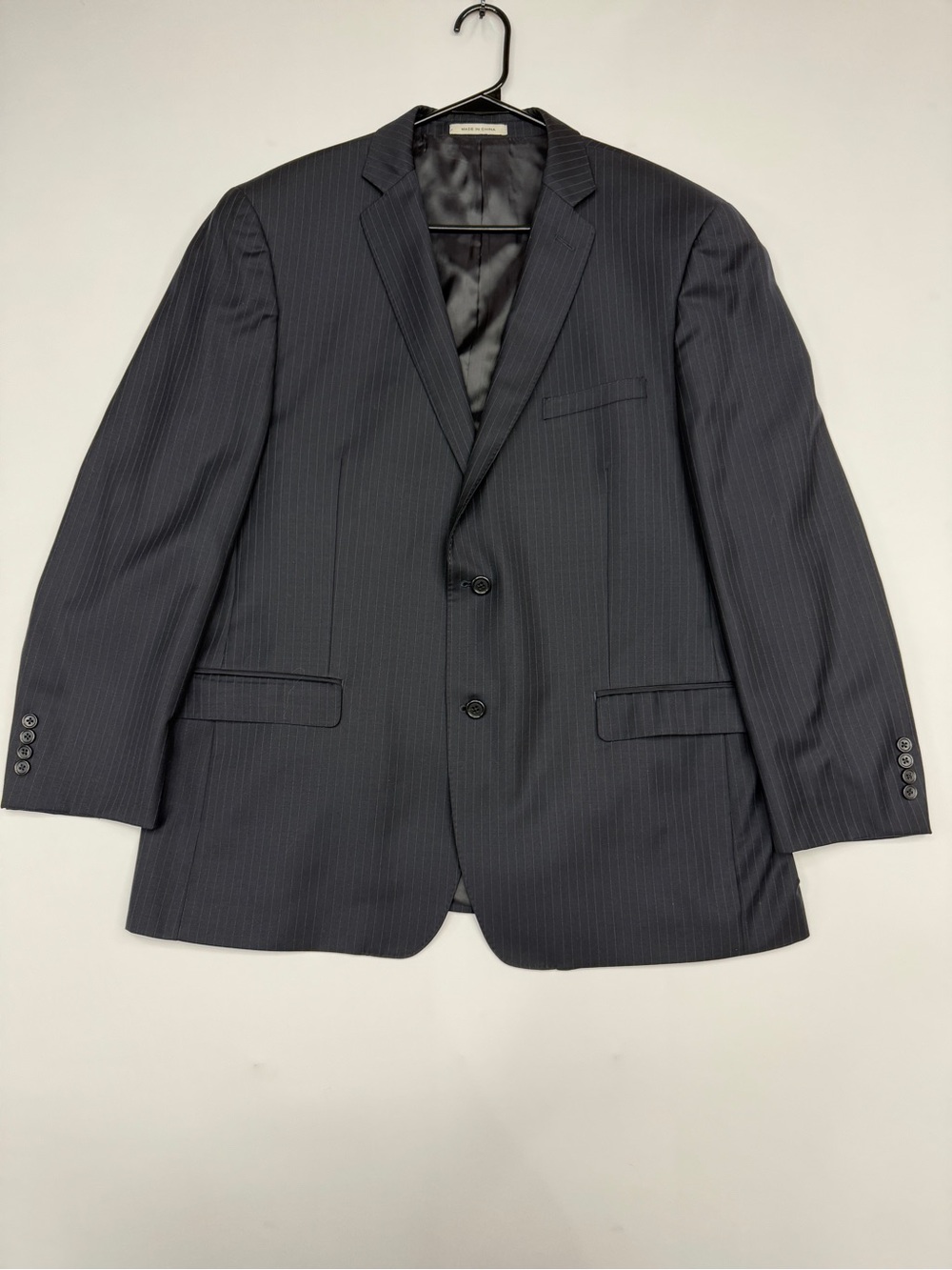 Calvin Klein Men's 100% Wool Charcoal Pinstripe Suit Jacket 46R